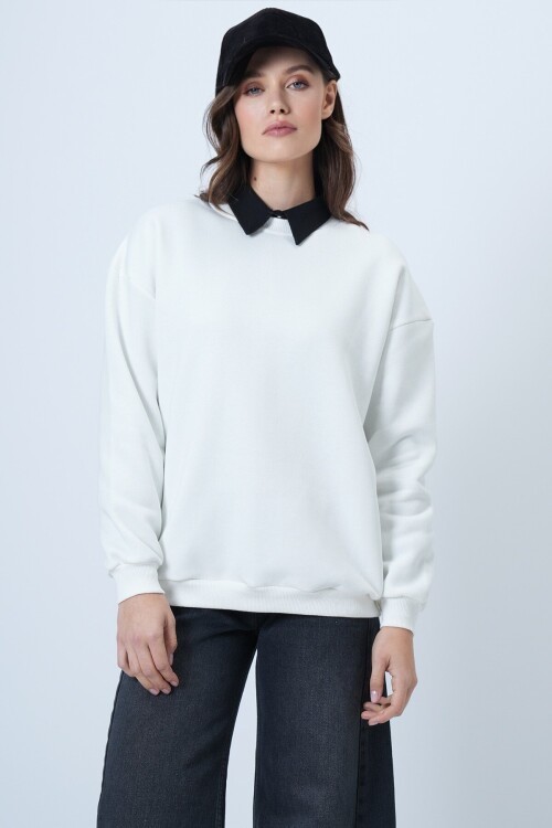 Bisikle Yaka 3 İplik Oversize Basic Sweatshirt