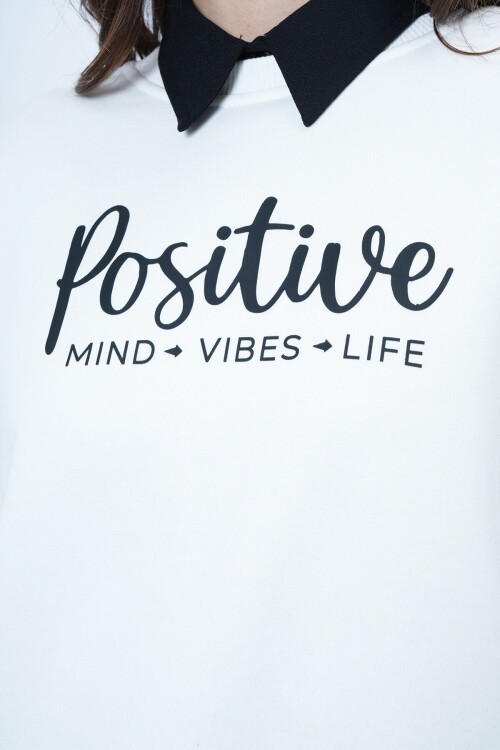 Bisiklet Yaka 3 İplik Baskılı Oversize Sweatshirt