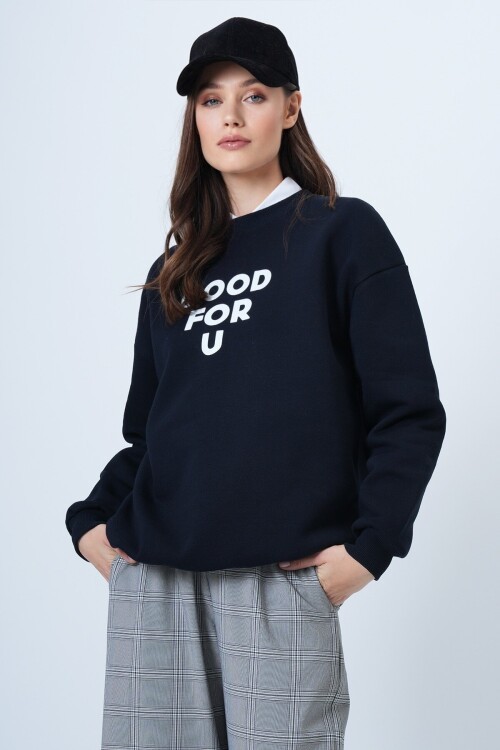 Bisiklet Yaka 3 İplik Oversize Sweatshirt