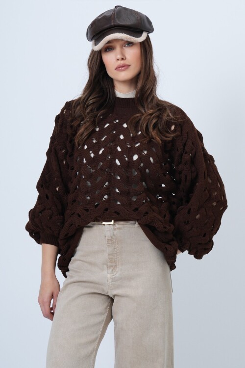 Bisiklet Yaka Ajurlu Triko Kazak