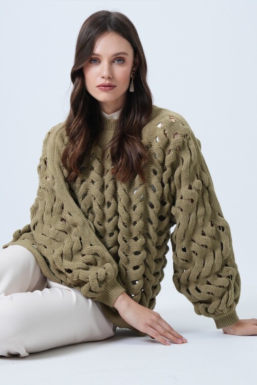 Bisiklet Yaka Ajurlu Triko Kazak