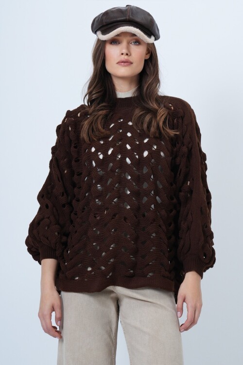 Bisiklet Yaka Ajurlu Triko Kazak