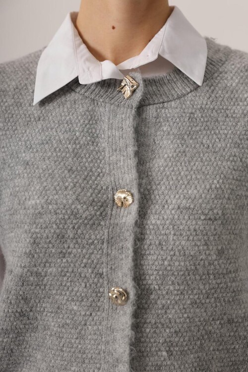 Bisiklet Yaka Düğmeli Kolsuz Triko Bluz