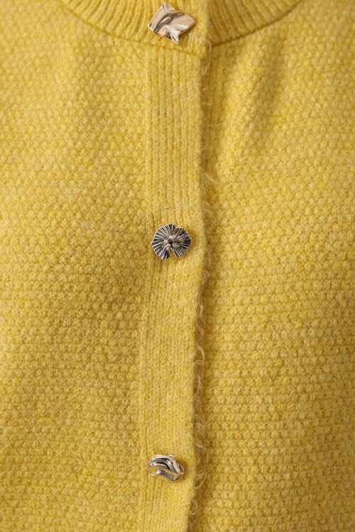 Bisiklet Yaka Düğmeli Kolsuz Triko Bluz