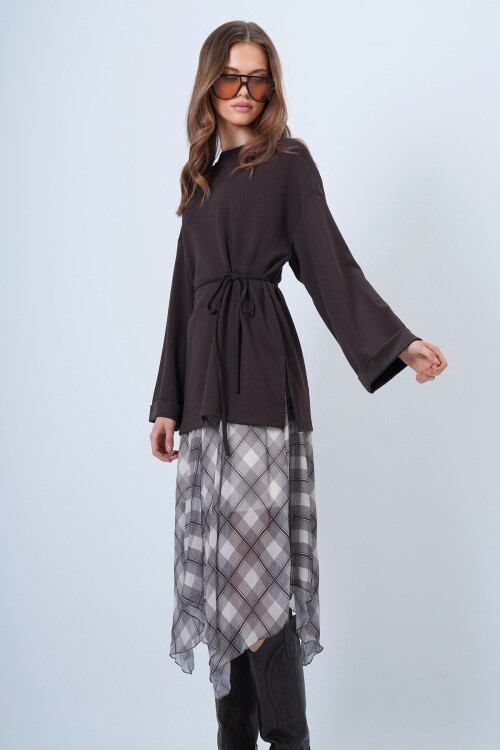 Bisiklet Yaka Duble Kol Yanı Yırtmaçlı Bluz