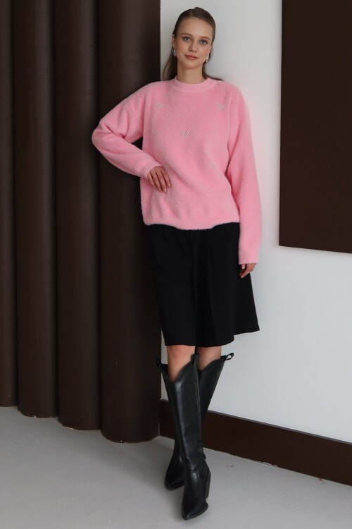 Bisiklet Yaka Geniş Kollu Yumoş Kazak