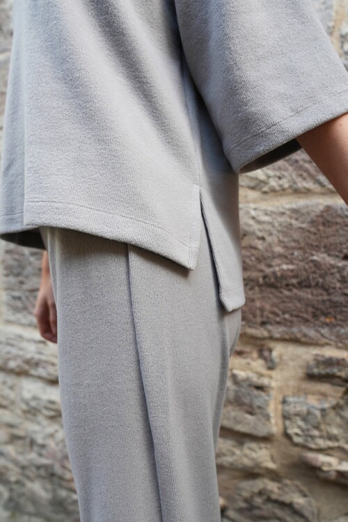 Bisiklet Yaka Selanik Örme Bluz Ve Palazzo Pantolon Takım