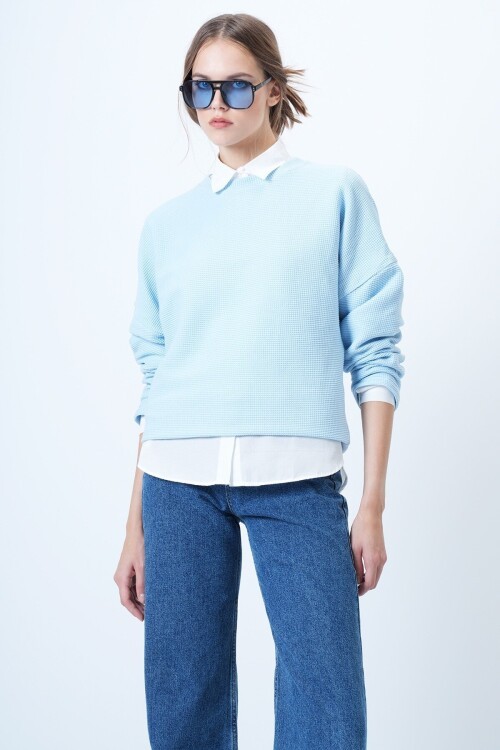 Bisiklet Yaka Yarasa Kol Geniş Kesim Basic Bluz