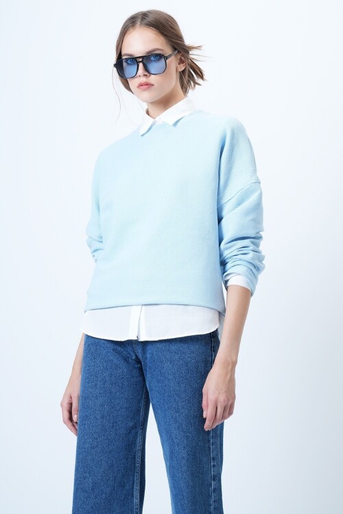 Bisiklet Yaka Yarasa Kol Geniş Kesim Basic Bluz