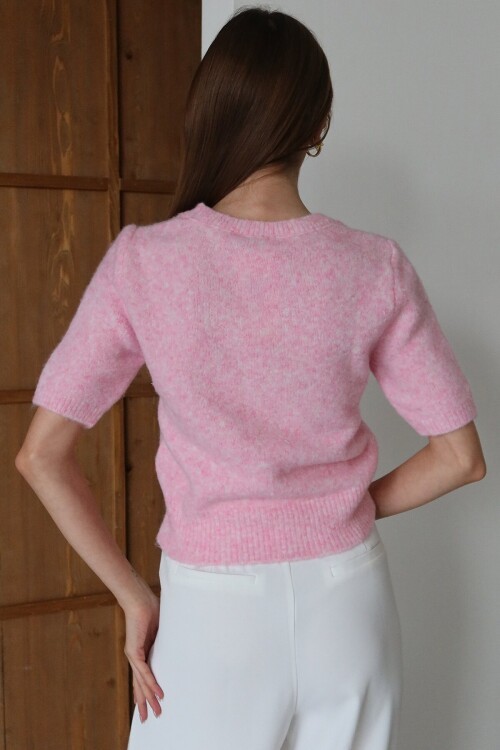 Bisiklet Yaka Yarım Kol Triko Bluz