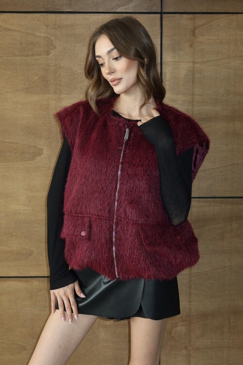 Cep Detaylı Püsküllü Fermaur Kapamalı Yelek