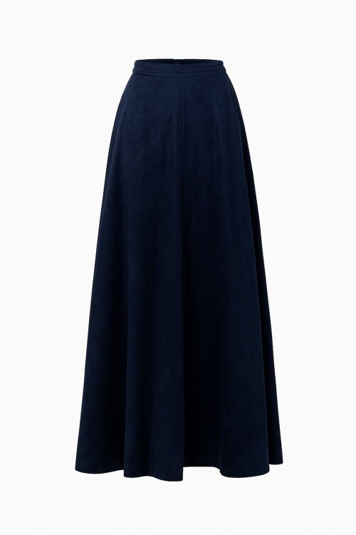 Çift Cepli Beli Lastikli Midi Boy Etek