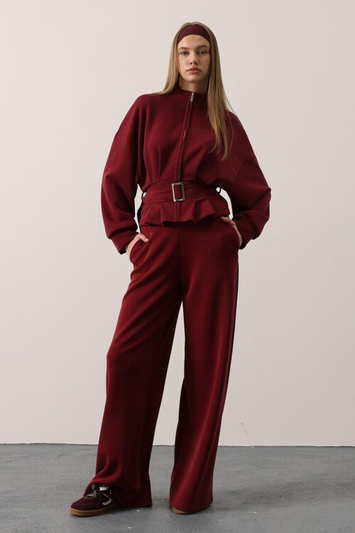 Çift Cepli Beli Lastikli Palazzo Pantolon