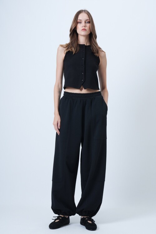 Çift Cepli Dikiş Detaylı Jogger Pantolon