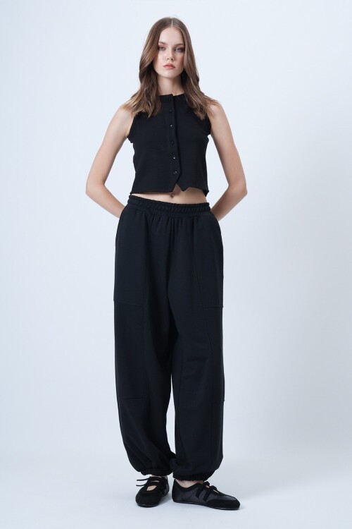 Çift Cepli Dikiş Detaylı Jogger Pantolon