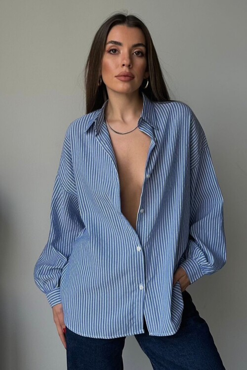 Çizgili Oversize Gömlek