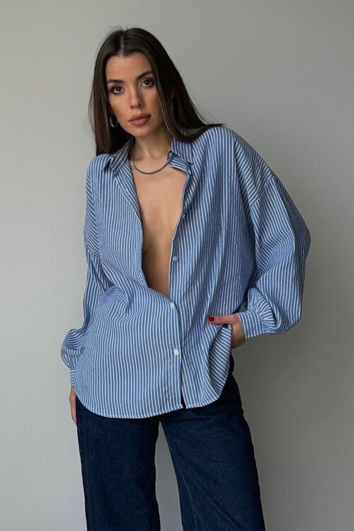 Çizgili Oversize Gömlek