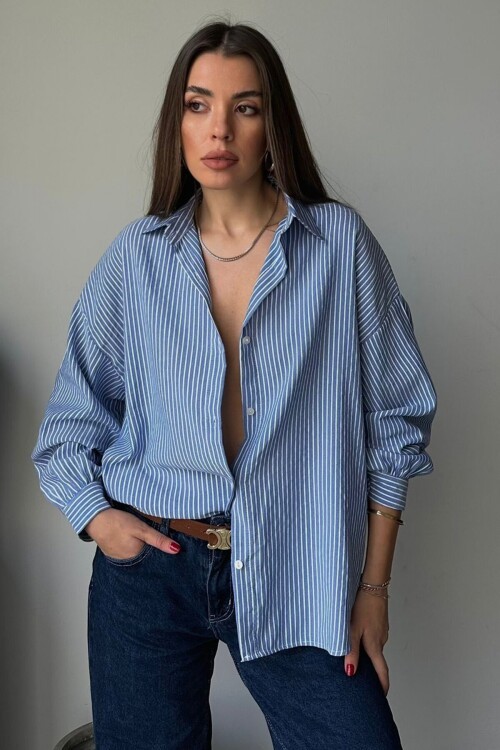 Çizgili Oversize Gömlek