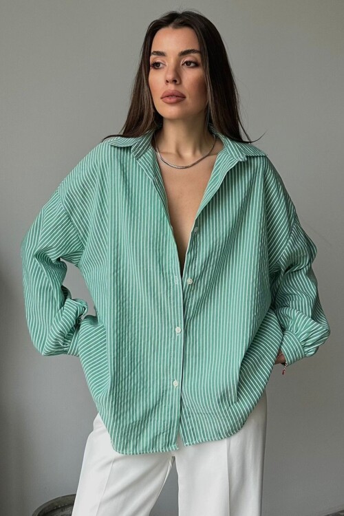 Çizgili Oversize Gömlek