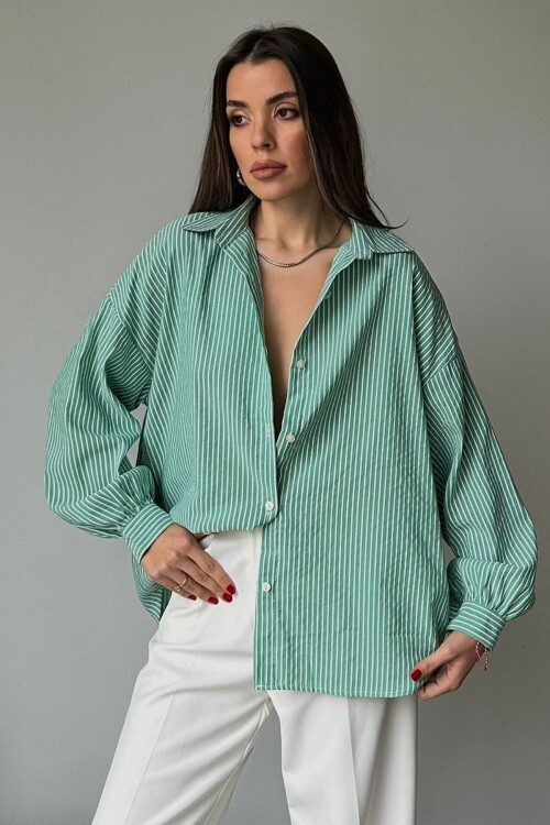 Çizgili Oversize Gömlek