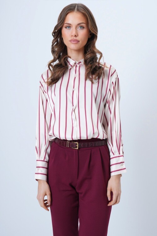 Çizgili Saten Gömlek