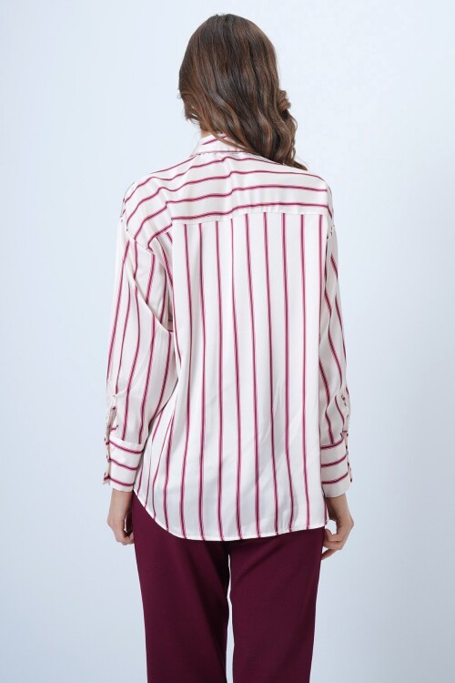Çizgili Saten Gömlek
