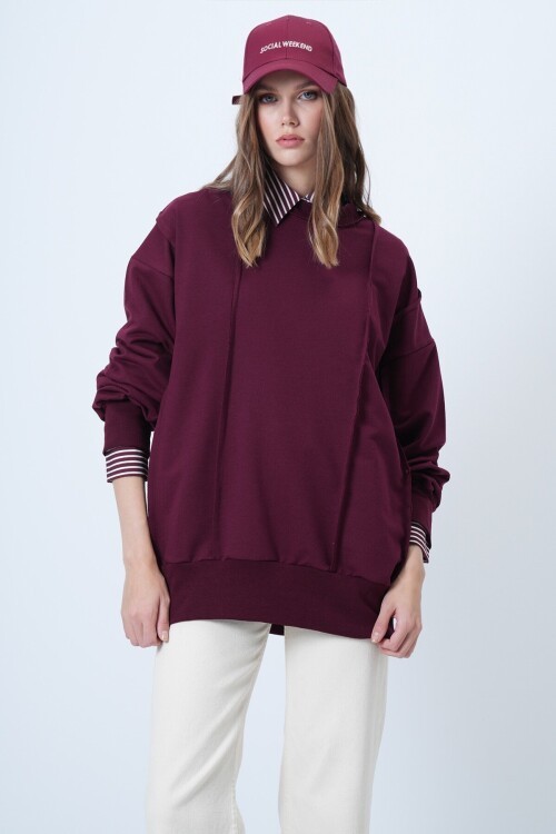 Dikiş Detaylı Oversize Tasarım Sweatshırt