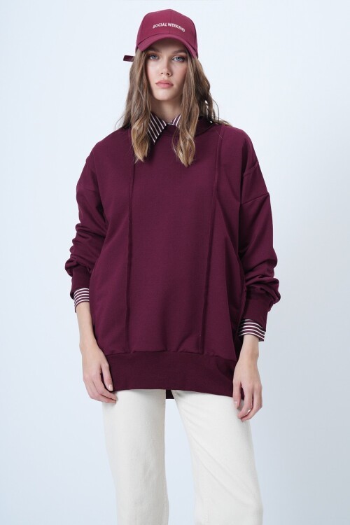 Dikiş Detaylı Oversize Tasarım Sweatshırt