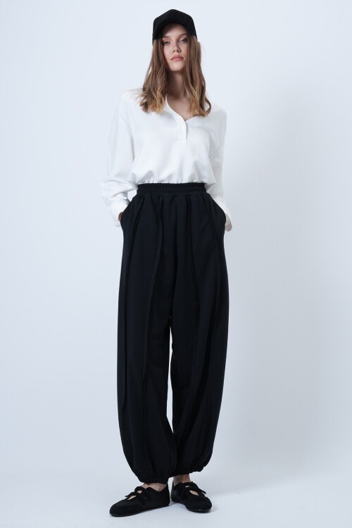 Dikiş Detaylı Paçası Lastikli Jogger Pantolon