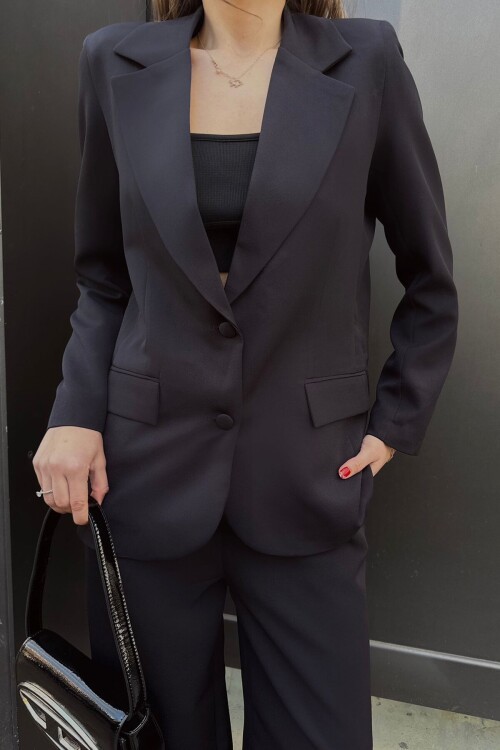 Düğme Kapamalı Cep Görünümlü Blazer Ceket