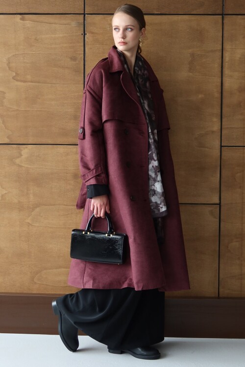 Düğme Kapamalı Kuşaklı Trençkot