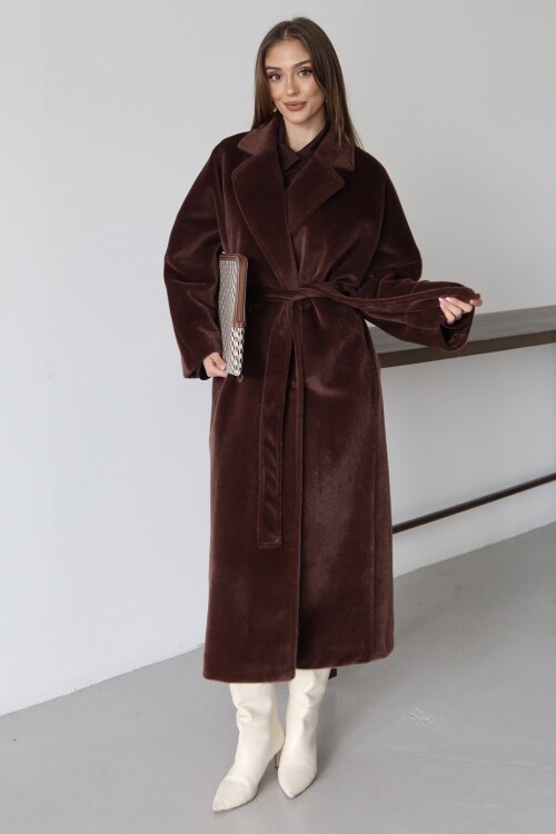 Düğmeli Kuşak Bağlamalı Yumoş Kaban