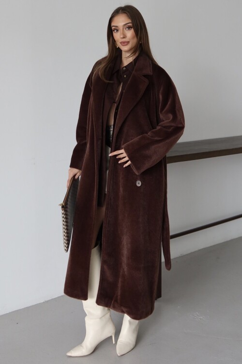 Düğmeli Kuşak Bağlamalı Yumoş Kaban