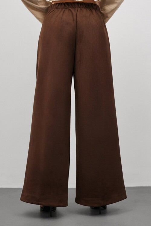 Düğmeli Pileli Palazzo Pantolon