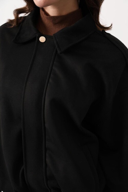 Fermuar Kapamalı Gömlek Yaka Bomber Süet Ceket