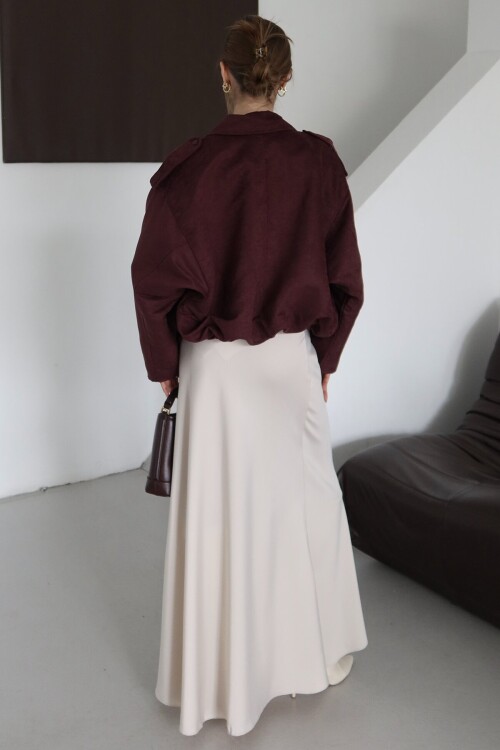 Fermuar Kapamalı Kemer Detaylı Ceket