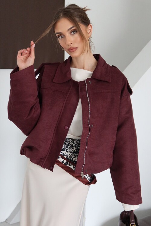 Fermuar Kapamalı Kemer Detaylı Ceket