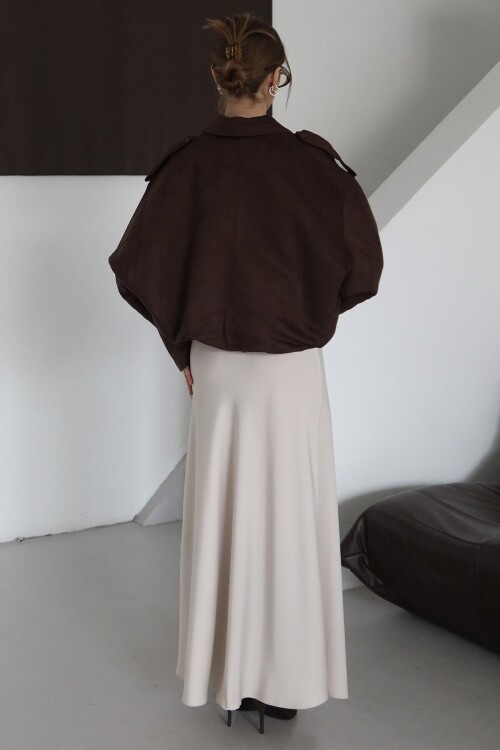 Fermuar Kapamalı Kemer Detaylı Ceket