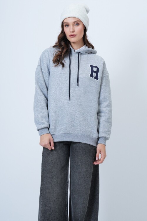 Kapüşonlu Oversize Baskılı Sweatshirt