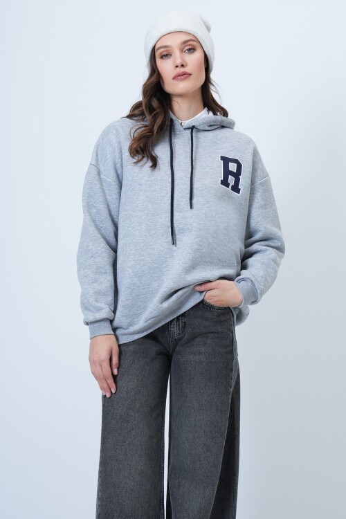 Kapüşonlu Oversize Baskılı Sweatshirt