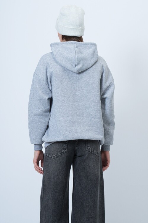Kapüşonlu Oversize Baskılı Sweatshirt