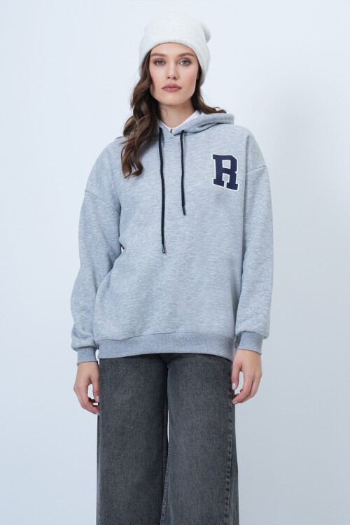 Kapüşonlu Oversize Baskılı Sweatshirt