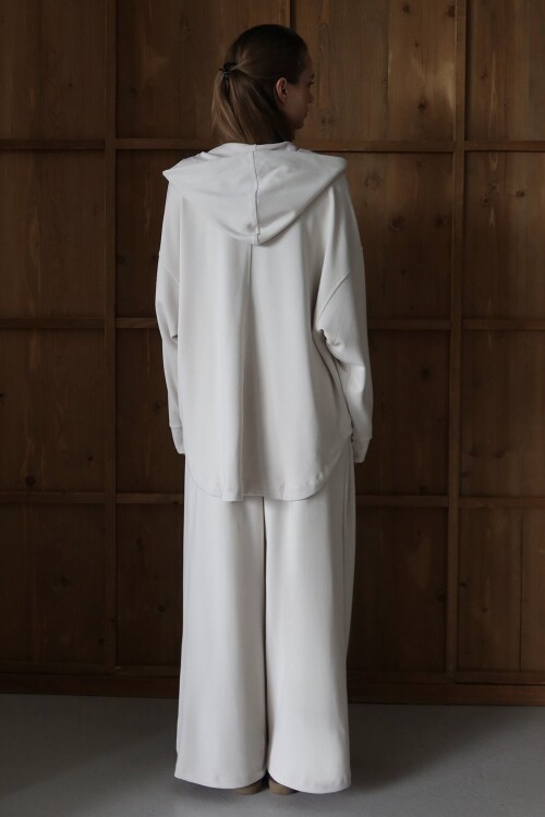 Yüksek Bel Çift Cepli Palazzo Dokuma Pantolon