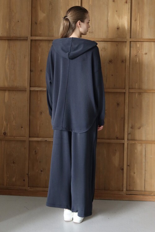 Yüksek Bel Çift Cepli Palazzo Dokuma Pantolon