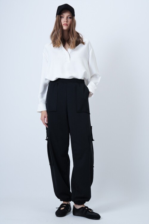 Kargo Cepli Dikiş Detaylı Pamuklu Jogger Pantolon