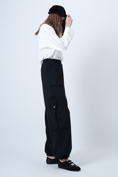 Kargo Cepli Dikiş Detaylı Pamuklu Jogger Pantolon