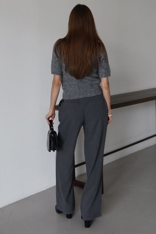 Kemerli Çift Cepli Palazzo Pantolon