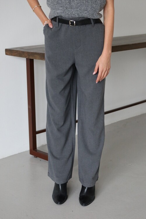 Kemerli Çift Cepli Palazzo Pantolon