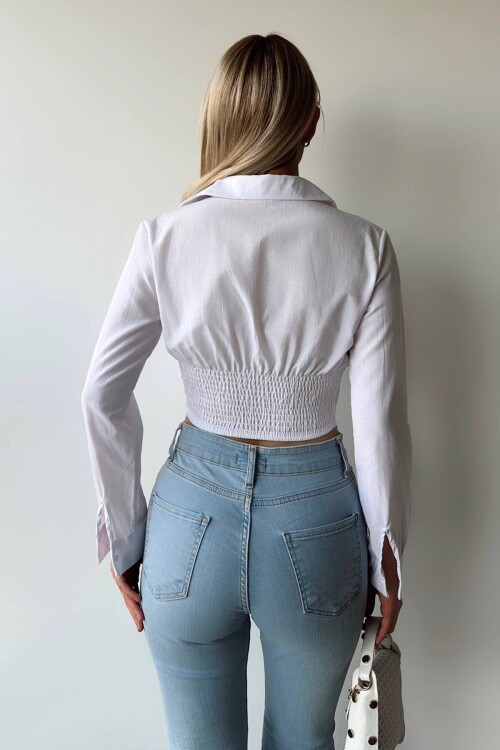 Korse Görünümlü Düğmeli Gömlek