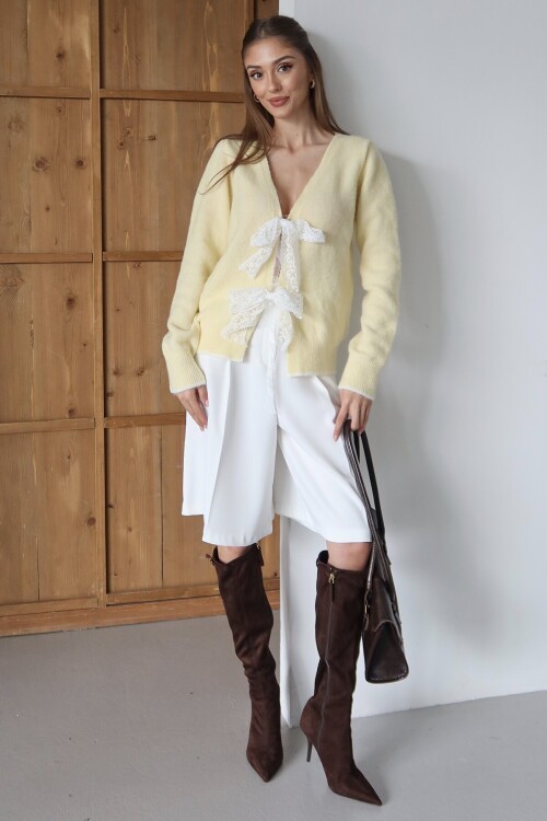 Kurdale Bağlamalı V Yaka Triko Bluz